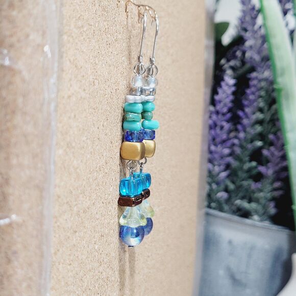 NEW BOHEMIALIZ earrings 689bluylw#mfs Czech blue dangle earrings fairy earrings - Picture 3 of 5